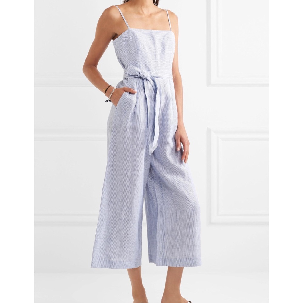❌SOLD❌J.Crew Striped Beauchamps Linen Jumpsuit. - Picture 1 of 10